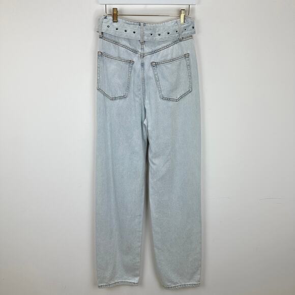 WeWoreWhat Cut Out Straight Leg Indigo Denim Jean High Waist Belted Grunge US 26 - Picture 8 of 16